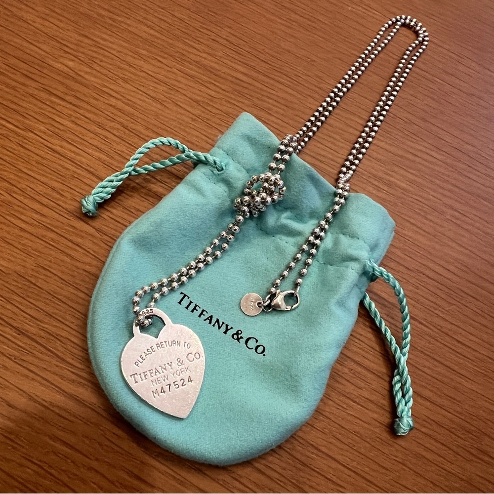 Tiffany & Co. Silver Heart Charm Long Chain Necklace